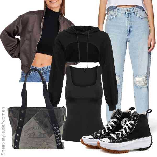 Top frauen-Outfit im Finest-Trend-Style für ein selbstbewusstes Modegefühl mit tollen Produkten von Leif Nelson,CNNBYYDS,Mavi,ONLY,Sunsa,Converse
