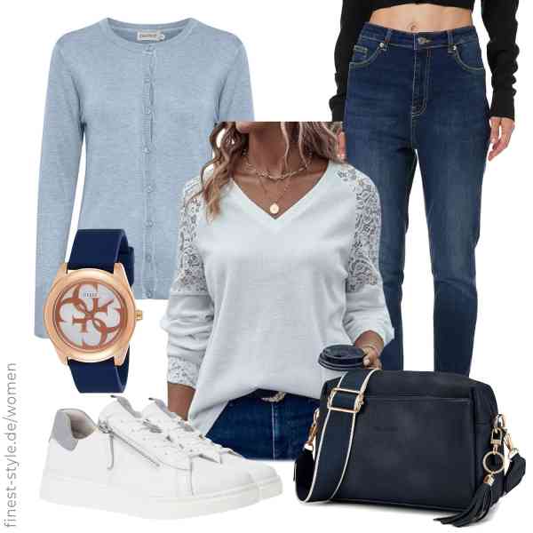 Top frauen-Outfit im Finest-Trend-Style für ein selbstbewusstes Modegefühl mit tollen Produkten von OXMO,GORGLITTER,NA-KD,GUESS,Roulens,Tamaris