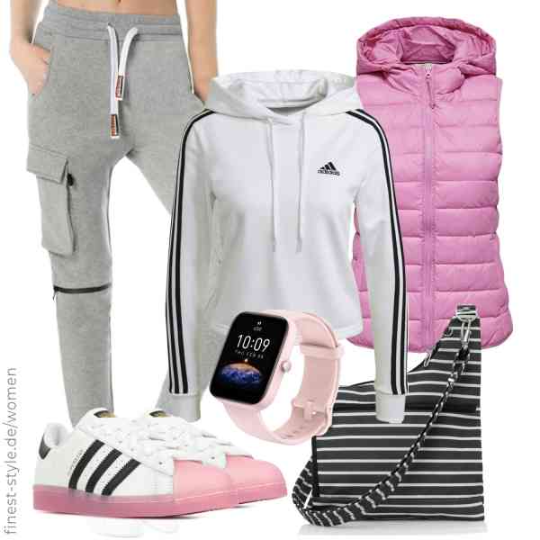 Top frauen-Outfit im Finest-Trend-Style für ein selbstbewusstes Modegefühl mit tollen Produkten von ONLY,adidas,Extreme Pop,Amazfit,Travelon,adidas