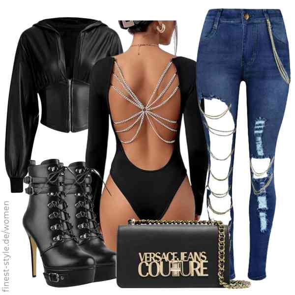 Top frauen-Outfit im Finest-Trend-Style für ein selbstbewusstes Modegefühl mit tollen Produkten von GORGLITTER,GORGLITTER,Briskorry,Versace,Only maker