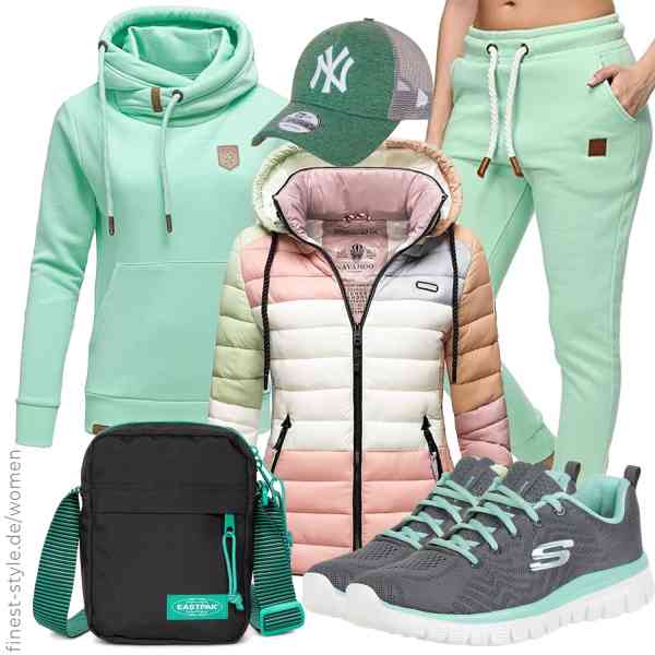 Top frauen-Outfit im Finest-Trend-Style für ein selbstbewusstes Modegefühl mit tollen Produkten von Navahoo,REPUBLIX,REPUBLIX,New Era,EASTPAK,Skechers