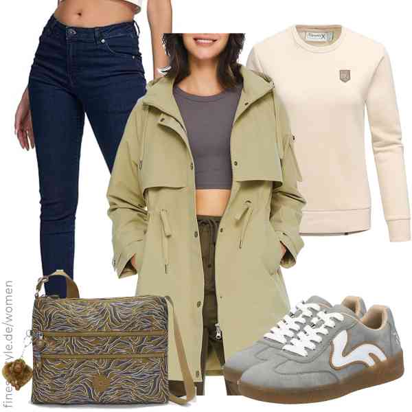 Top frauen-Outfit im Finest-Trend-Style für ein selbstbewusstes Modegefühl mit tollen Produkten von Orolay,REPUBLIX,REPUBLIX,Kipling,Rieker