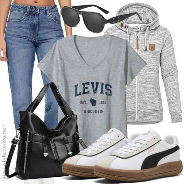 Top frauen-Outfit im Finest-Trend-Style für ein selbstbewusstes Modegefühl mit tollen Produkten von ,Levis WI Retro T-Shirts & Gifts,REPUBLIX,Sacmill,kunchu,PUMA