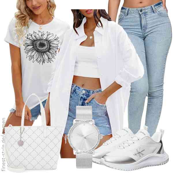 Top frauen-Outfit im Finest-Trend-Style für ein selbstbewusstes Modegefühl mit tollen Produkten von Cicy Bell,Cicy Bell,REPUBLIX,Crystal Blue,Tamaris,Calvin Klein