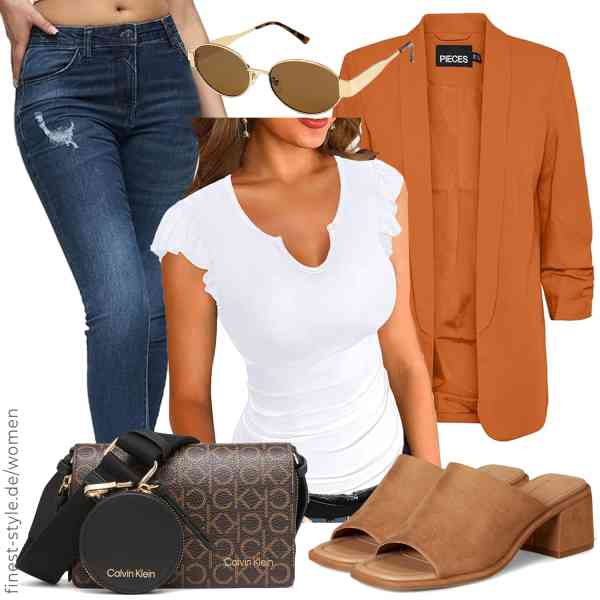 Top frauen-Outfit im Finest-Trend-Style für ein selbstbewusstes Modegefühl mit tollen Produkten von PIECES,Basicspace,REPUBLIX,SOJOS,Calvin Klein,Amazon Essentials