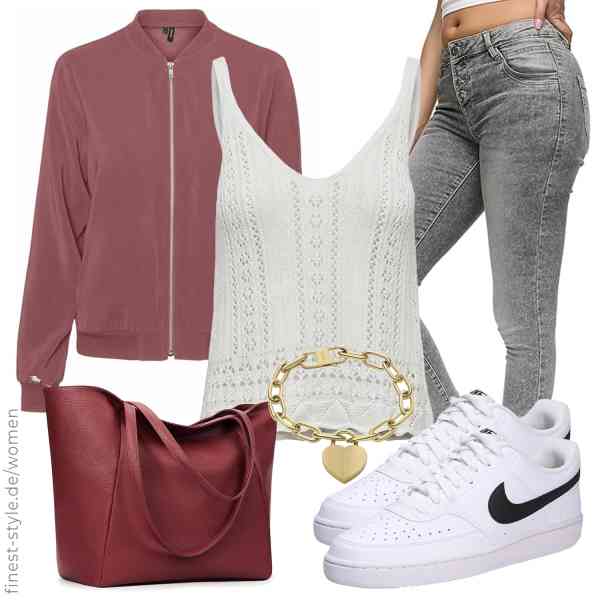 Top frauen-Outfit im Finest-Trend-Style für ein selbstbewusstes Modegefühl mit tollen Produkten von ,ONLY,REPUBLIX,FOSSIL,KALIDI,Nike