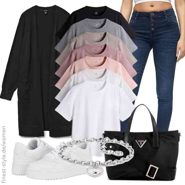 Top frauen-Outfit im Finest-Trend-Style für ein selbstbewusstes Modegefühl mit tollen Produkten von VERO MODA,THE SET,REPUBLIX,Tommy Hilfiger,GUESS,GUESS