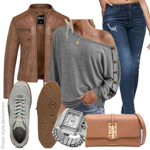 Top frauen-Outfit im Finest-Trend-Style für ein selbstbewusstes Modegefühl mit tollen Produkten von ,Sofia\'s Choice,REPUBLIX,FOSSIL,Love Moschino,PUMA