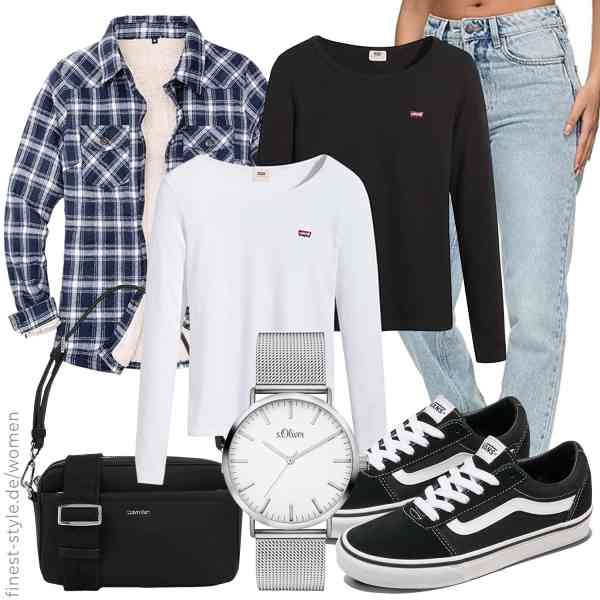 Top frauen-Outfit im Finest-Trend-Style für ein selbstbewusstes Modegefühl mit tollen Produkten von ZENTHACE,Levi\'s,REPUBLIX,s.Oliver,Calvin Klein,Vans