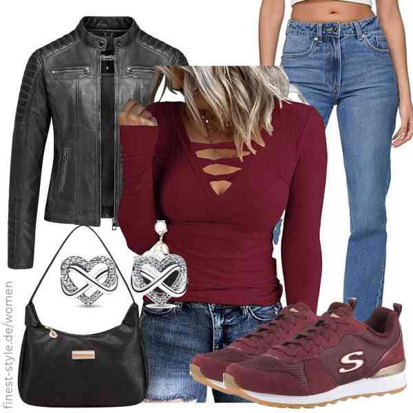 Top frauen-Outfit im Finest-Trend-Style für ein selbstbewusstes Modegefühl mit tollen Produkten von REPUBLIX,TrendiMax,REPUBLIX,PANDORA,Aucuu,Skechers