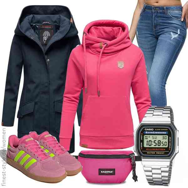 Top frauen-Outfit im Finest-Trend-Style für ein selbstbewusstes Modegefühl mit tollen Produkten von MARIKOO,REPUBLIX,REPUBLIX,Casio,EASTPAK,adidas