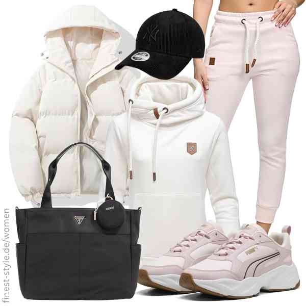 Top frauen-Outfit im Finest-Trend-Style für ein selbstbewusstes Modegefühl mit tollen Produkten von Hecatombic,REPUBLIX,REPUBLIX,New Era,GUESS,PUMA