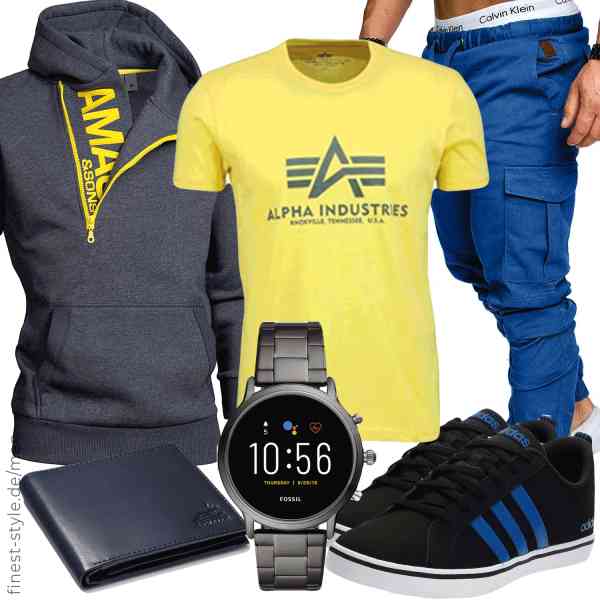 Top herren-Outfit im Finest-Trend-Style für ein selbstbewusstes Modegefühl mit tollen Produkten von Amaci&Sons,ALPHA INDUSTRIES,Amaci&Sons,Fossil,Fa.Volmer,adidas