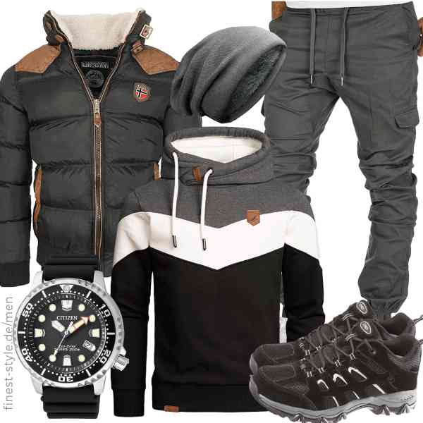 Top herren-Outfit im Finest-Trend-Style für ein selbstbewusstes Modegefühl mit tollen Produkten von Geographical Norway,Amaci&Sons,Amaci&Sons,CITIZEN,Grin&Bear,TFO