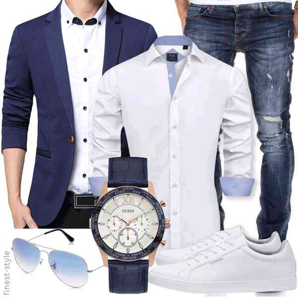 Top herren-Outfit im Finest-Trend-Style für ein selbstbewusstes Modegefühl mit tollen Produkten von Allthemen,J.VER,Amaci&Sons,GUESS,Ray-Ban,JACK & JONES