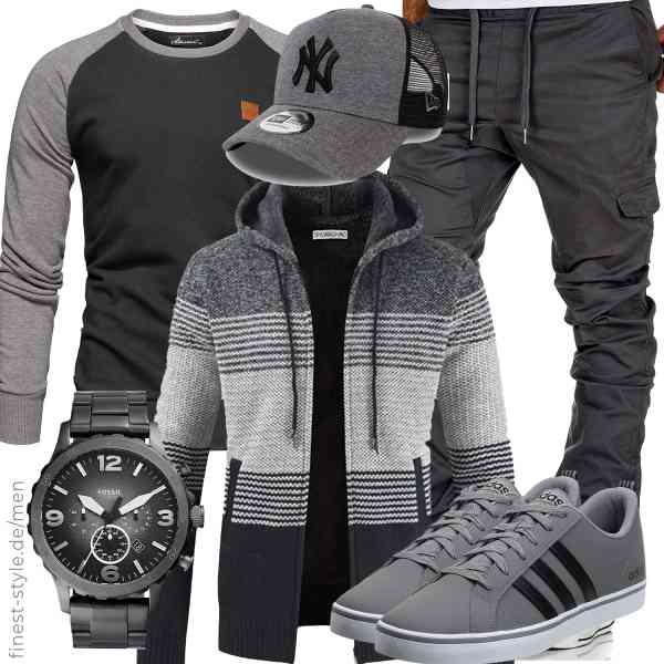 Top herren-Outfit im Finest-Trend-Style für ein selbstbewusstes Modegefühl mit tollen Produkten von Shuanghao,Amaci&Sons,Amaci&Sons,Fossil,New Era,Adidas