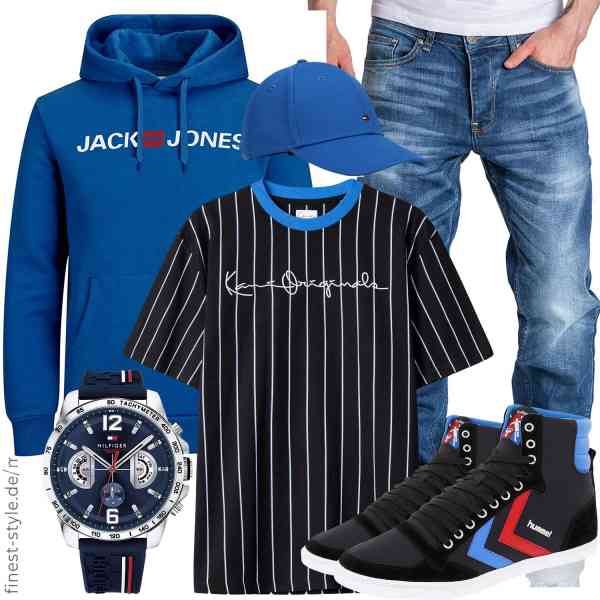 Top herren-Outfit im Finest-Trend-Style für ein selbstbewusstes Modegefühl mit tollen Produkten von JACK & JONES,Karl Kani,Amaci&Sons,Tommy Hilfiger,Tommy Hilfiger,hummel