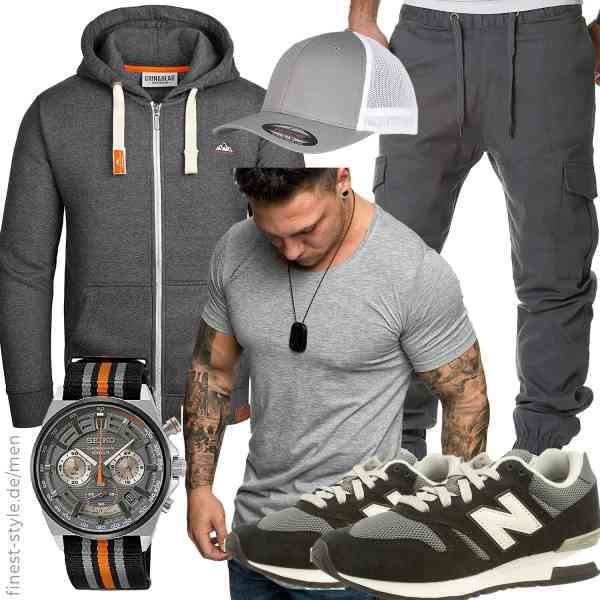 Top herren-Outfit im Finest-Trend-Style für ein selbstbewusstes Modegefühl mit tollen Produkten von Grin&Bear,REPUBLIX,REPUBLIX,Seiko,Flexfit,New Balance