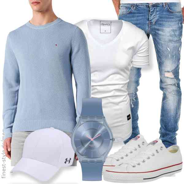 Top herren-Outfit im Finest-Trend-Style für ein selbstbewusstes Modegefühl mit tollen Produkten von Tommy Hilfiger,REPUBLIX,Amaci&Sons,Swatch,Under Armour,Converse