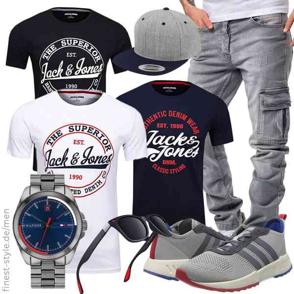 Top herren-Outfit im Finest-Trend-Style für ein selbstbewusstes Modegefühl mit tollen Produkten von JACK & JONES,Amaci&Sons,Tommy Hilfiger,GQUEEN,Flexfit,adidas