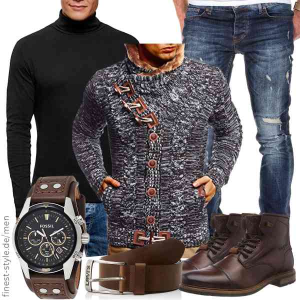 Top herren-Outfit im Finest-Trend-Style für ein selbstbewusstes Modegefühl mit tollen Produkten von Leif Nelson,oodji Ultra,Amaci&Sons,Fossil,Levi\'s,bugatti