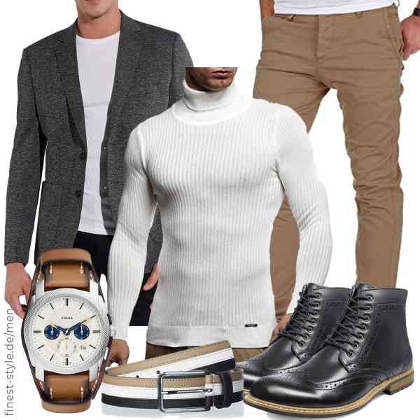 Top herren-Outfit im Finest-Trend-Style für ein selbstbewusstes Modegefühl mit tollen Produkten von Steffen Klein,Leif Nelson,Amaci&Sons,Fossil,BOSS,Bruno Marc