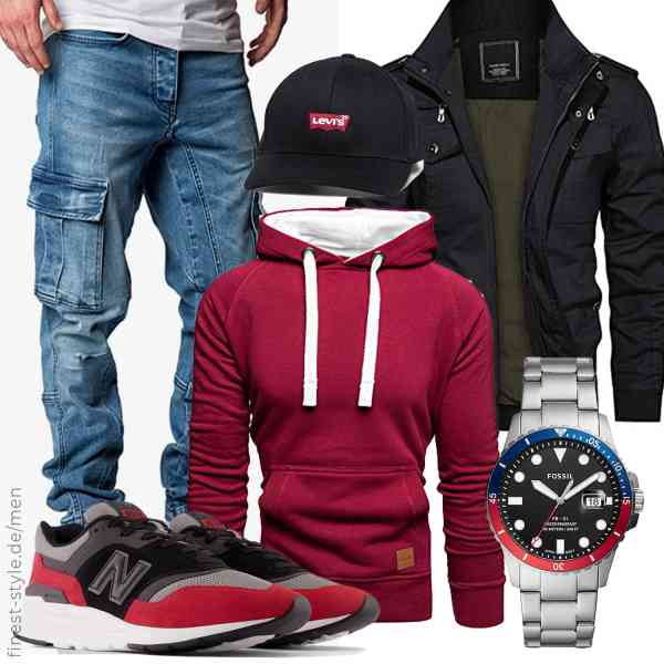 Top herren-Outfit im Finest-Trend-Style für ein selbstbewusstes Modegefühl mit tollen Produkten von KEFITEVD,Amaci&Sons,Amaci&Sons,Fossil,Levi's,New Balance