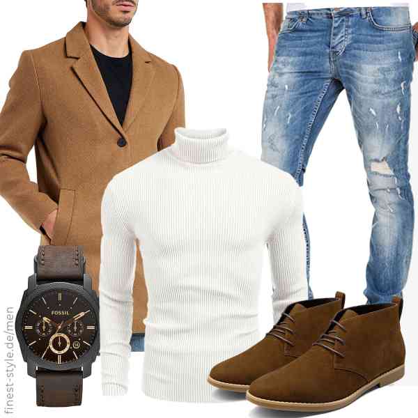 Top herren-Outfit im Finest-Trend-Style für ein selbstbewusstes Modegefühl mit tollen Produkten von JACK & JONES,COOFANDY,Amaci&Sons,Fossil,Bruno Marc