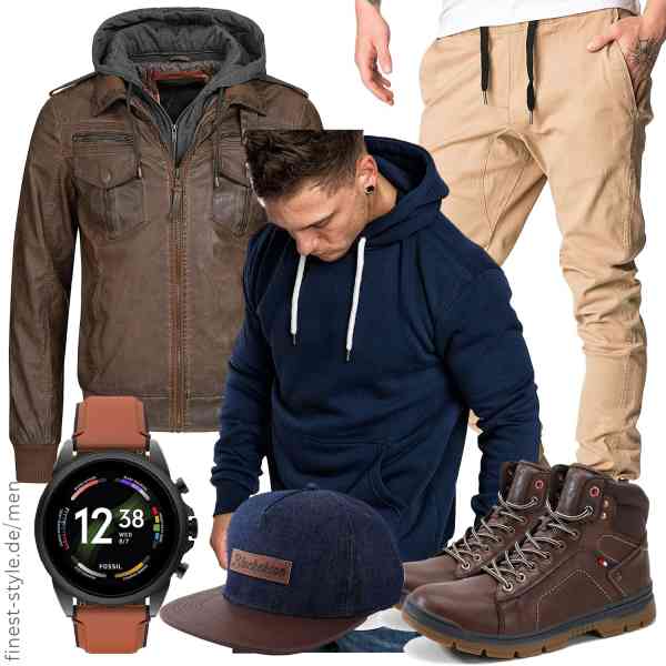 Top herren-Outfit im Finest-Trend-Style für ein selbstbewusstes Modegefühl mit tollen Produkten von Indicode,Amaci&Sons,REPUBLIX,Fossil,Blackskies,AHICO