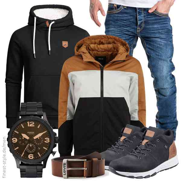 Top herren-Outfit im Finest-Trend-Style für ein selbstbewusstes Modegefühl mit tollen Produkten von !Solid,Amaci&Sons,Amaci&Sons,Fossil,Levi's,Rieker