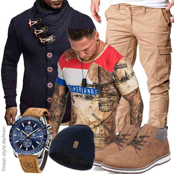 Top herren-Outfit im Finest-Trend-Style für ein selbstbewusstes Modegefühl mit tollen Produkten von Leif Nelson,REPUBLIX,Amaci&Sons,BY BENYAR,Wmcaps,Rieker
