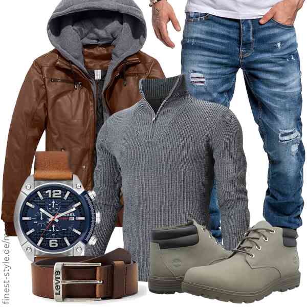 Top herren-Outfit im Finest-Trend-Style für ein selbstbewusstes Modegefühl mit tollen Produkten von SZORY,AIDEAONE,Amaci&Sons,Diesel,Levi's,Timberland