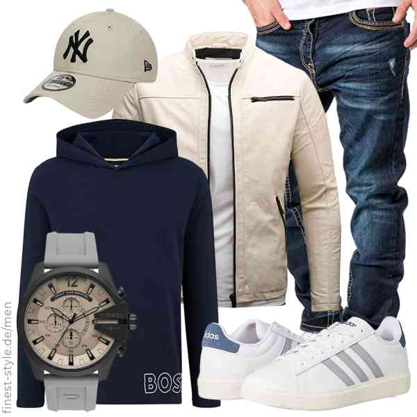 Top herren-Outfit im Finest-Trend-Style für ein selbstbewusstes Modegefühl mit tollen Produkten von Crone,BOSS,Amaci&Sons,Diesel,New Era,adidas