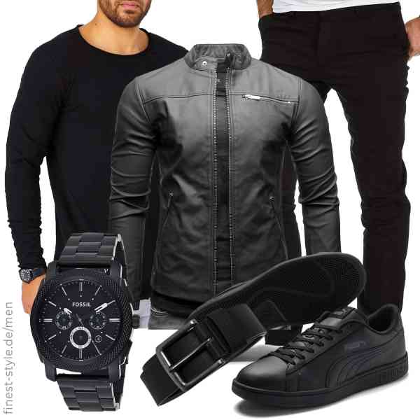 Top herren-Outfit im Finest-Trend-Style für ein selbstbewusstes Modegefühl mit tollen Produkten von Crone,Leif Nelson,Amaci&Sons,Fossil,Urban Classics,PUMA