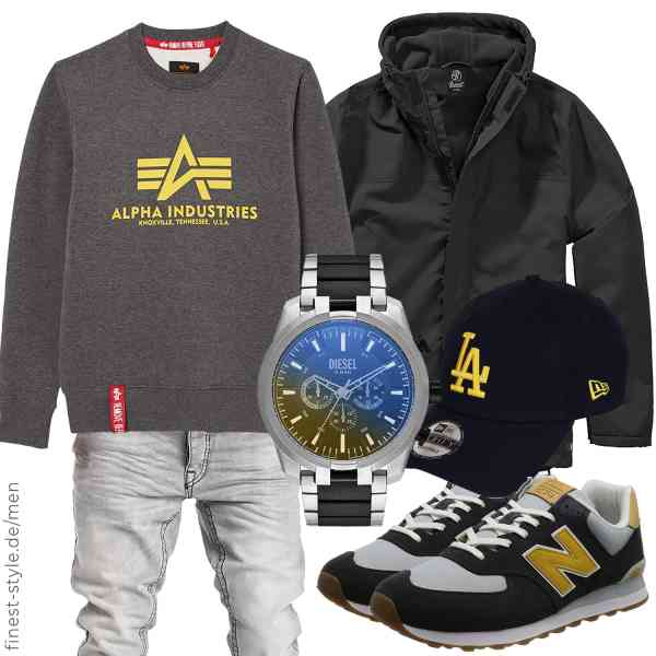 Top herren-Outfit im Finest-Trend-Style für ein selbstbewusstes Modegefühl mit tollen Produkten von Brandit,ALPHA INDUSTRIES,Amaci&Sons,Diesel,New Era,New Balance