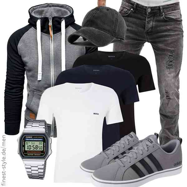 Top herren-Outfit im Finest-Trend-Style für ein selbstbewusstes Modegefühl mit tollen Produkten von Amaci&Sons,adidas,BOSS,MERISH,Casio,Wennmole,adidas,Amaci&Sons,BOSS,MERISH,Casio,Wennmole,adidas