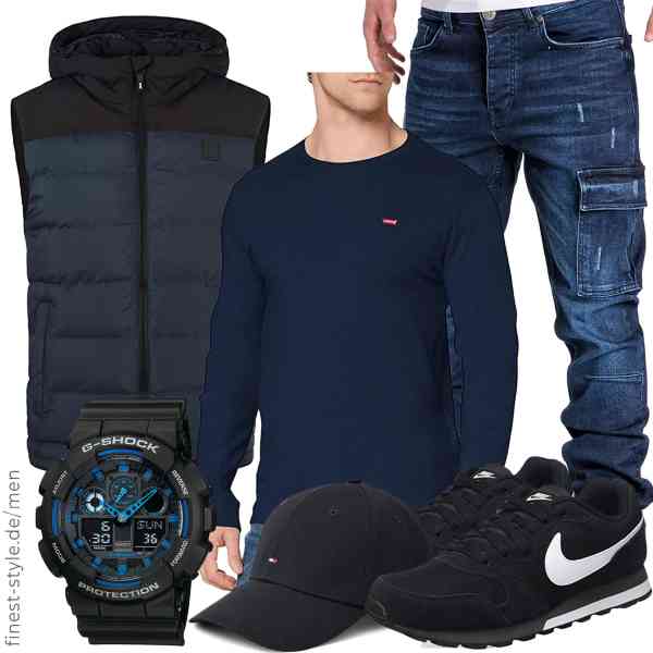 Top herren-Outfit im Finest-Trend-Style für ein selbstbewusstes Modegefühl mit tollen Produkten von Indicode,Levi's,Amaci&Sons,Casio,Tommy Hilfiger,Nike