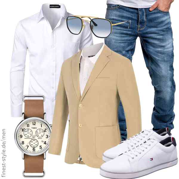 Top herren-Outfit im Finest-Trend-Style für ein selbstbewusstes Modegefühl mit tollen Produkten von PaulJones,PARKLEES,Amaci&Sons,Timex,Ray-Ban,Tommy Hilfiger