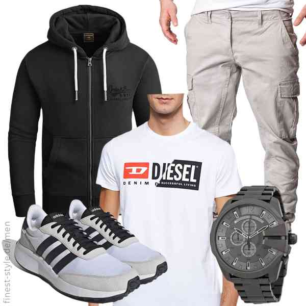 Top herren-Outfit im Finest-Trend-Style für ein selbstbewusstes Modegefühl mit tollen Produkten von Grin&Bear,Diesel,Amaci&Sons,Diesel,adidas