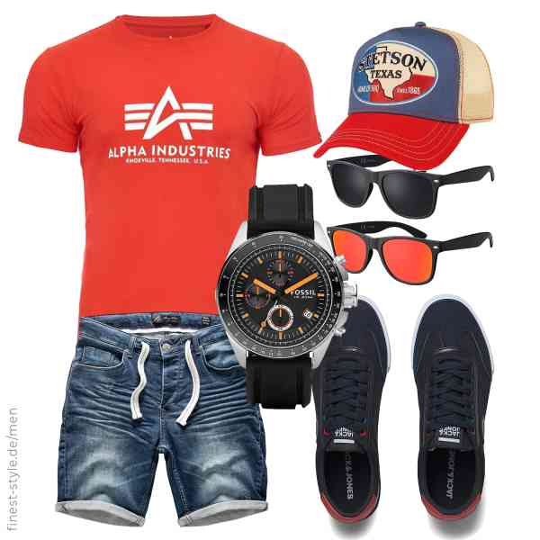 Top herren-Outfit im Finest-Trend-Style für ein selbstbewusstes Modegefühl mit tollen Produkten von ALPHA INDUSTRIES,Amaci&Sons,Fossil,La Optica B.L.M.,Stetson,JACK & JONES