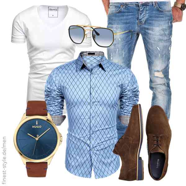 Top herren-Outfit im Finest-Trend-Style für ein selbstbewusstes Modegefühl mit tollen Produkten von COOFANDY,REPUBLIX,Amaci&Sons,HUGO,Ray-Ban,LLOYD