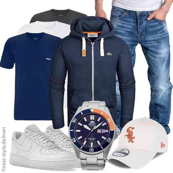 Top herren-Outfit im Finest-Trend-Style für ein selbstbewusstes Modegefühl mit tollen Produkten von Grin&Bear,Nike,BOSS,Amaci&Sons,Orient,New Era,Nike,Grin&Bear,BOSS,Amaci&Sons,Orient,New Era,Nike