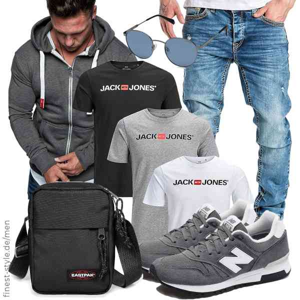 Top herren-Outfit im Finest-Trend-Style für ein selbstbewusstes Modegefühl mit tollen Produkten von Amaci&Sons,JACK & JONES,Amaci&Sons,EASTPAK,Polaroid,New Balance