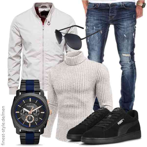 Top herren-Outfit im Finest-Trend-Style für ein selbstbewusstes Modegefühl mit tollen Produkten von Pajiay,Ekouaer,Amaci&Sons,Fossil,grinderPUNCH,PUMA