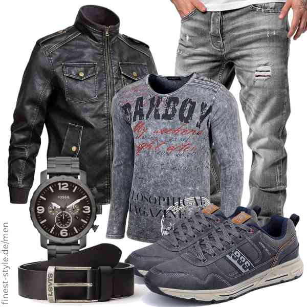 Top herren-Outfit im Finest-Trend-Style für ein selbstbewusstes Modegefühl mit tollen Produkten von YuanDiann,Baxboy,Amaci&Sons,Fossil,Levi's,AX BOXING