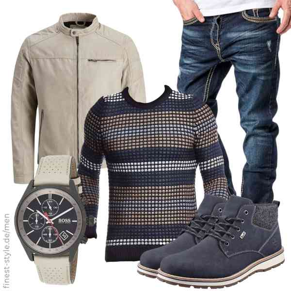 Top herren-Outfit im Finest-Trend-Style für ein selbstbewusstes Modegefühl mit tollen Produkten von JACK & JONES,Leif Nelson,Amaci&Sons,BOSS,Rieker