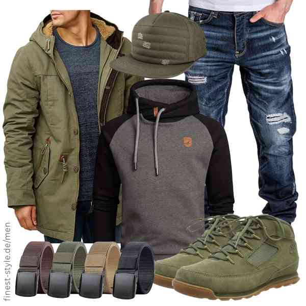 Top herren-Outfit im Finest-Trend-Style für ein selbstbewusstes Modegefühl mit tollen Produkten von Indicode,Amaci&Sons,Amaci&Sons,Moshero,Blackskies,Timberland