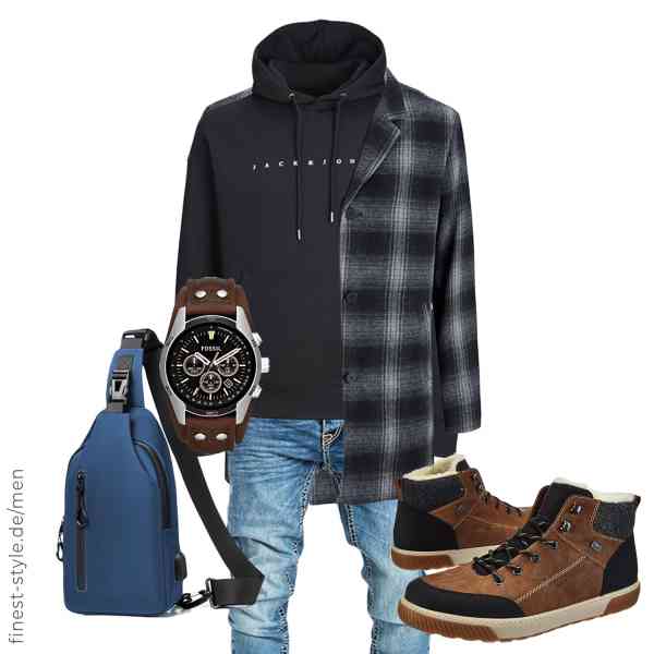 Top herren-Outfit im Finest-Trend-Style für ein selbstbewusstes Modegefühl mit tollen Produkten von JACK & JONES,JACK & JONES,Amaci&Sons,Fossil,Lidxfeo,Rieker