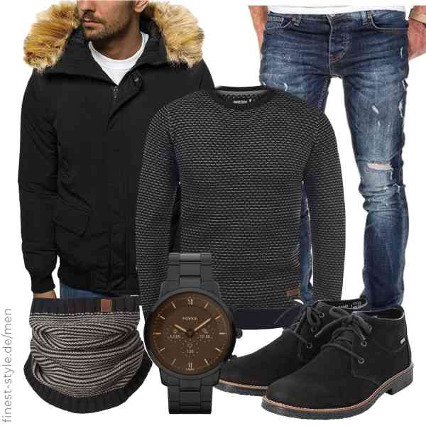 Top herren-Outfit im Finest-Trend-Style für ein selbstbewusstes Modegefühl mit tollen Produkten von OZONEE,Indicode,Amaci&Sons,Fossil,Barts,Rieker