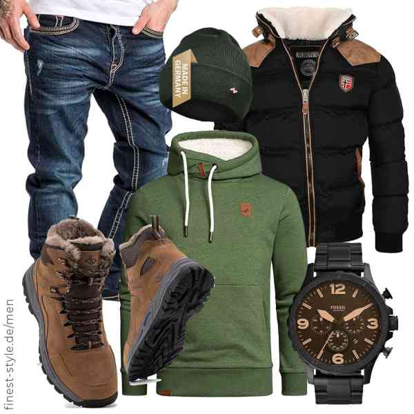 Top herren-Outfit im Finest-Trend-Style für ein selbstbewusstes Modegefühl mit tollen Produkten von Geographical Norway,Amaci&Sons,Amaci&Sons,Fossil,NYTTED,JACKSHIBO